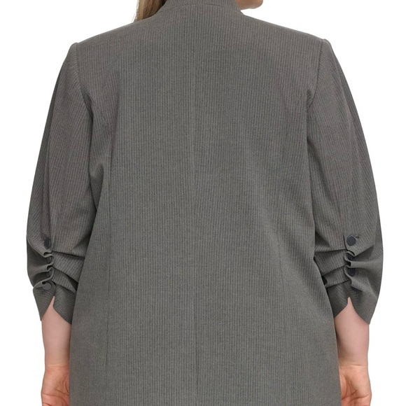 Calvin Klein Plus Size Pinstriped One-Button Jacket - Picture 2 of 2